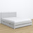 Double bed grey with drawer – wooden headboard, close-up