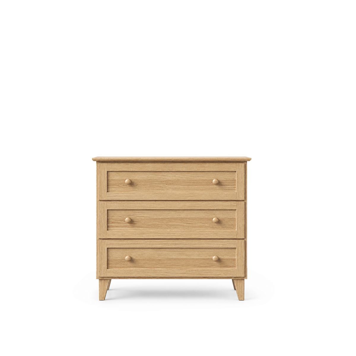 Egetræs kommode med 3 skuffer, naturlig eg 105 cm - soveværelse, skandinavisk stil