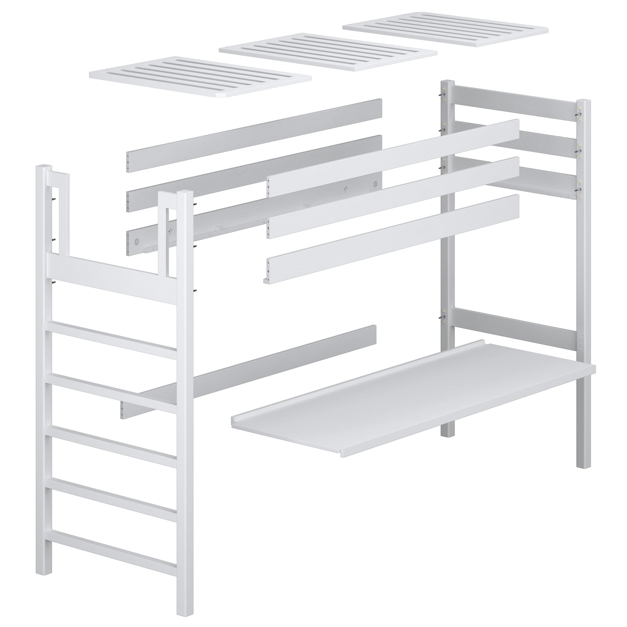 Black and Oak Wooden Loft Bed with Desk – Scandi Room Arrangement, Nizio
