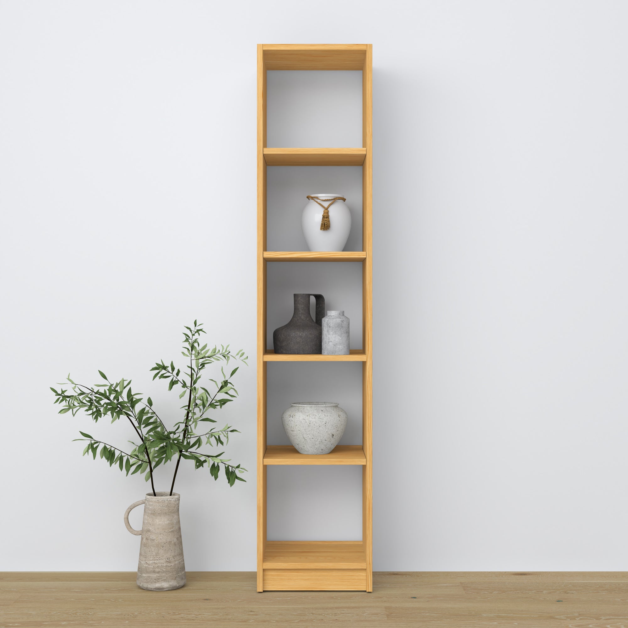 Naturligt fyrretræ hylde - nærbillede af hylder og detaljer, Nizio Home