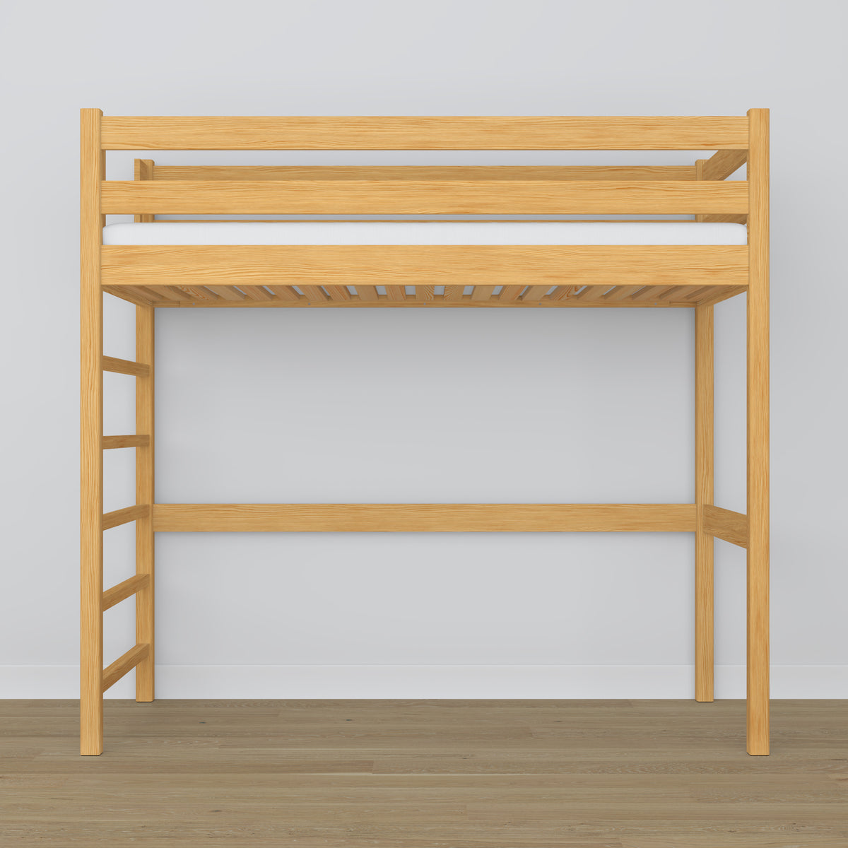 Mezzaninseng af træ, naturfyr - detaljer af samlinger og stiger, Nizio Home