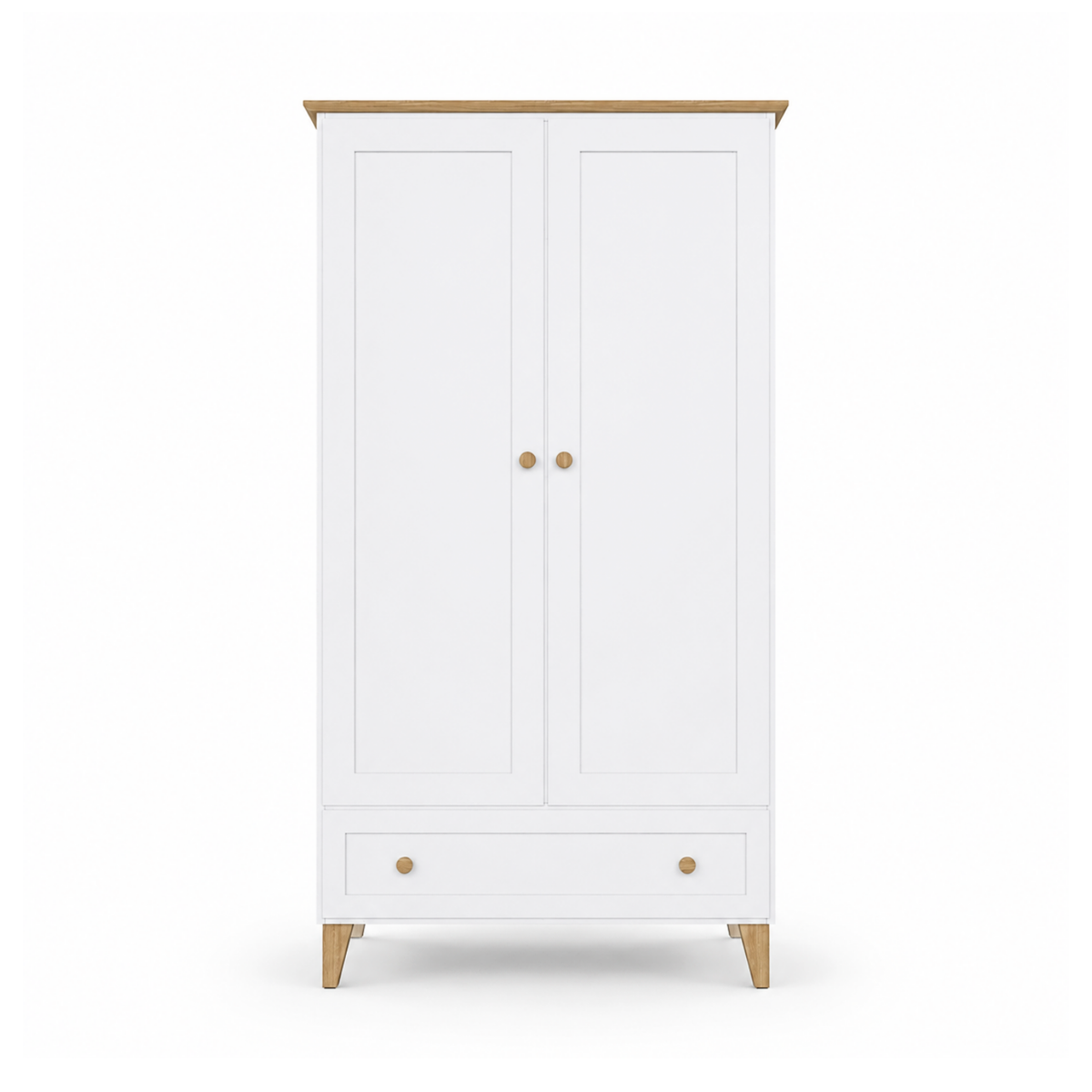 Wooden wardrobe 2D1S Scandi white / natural oak