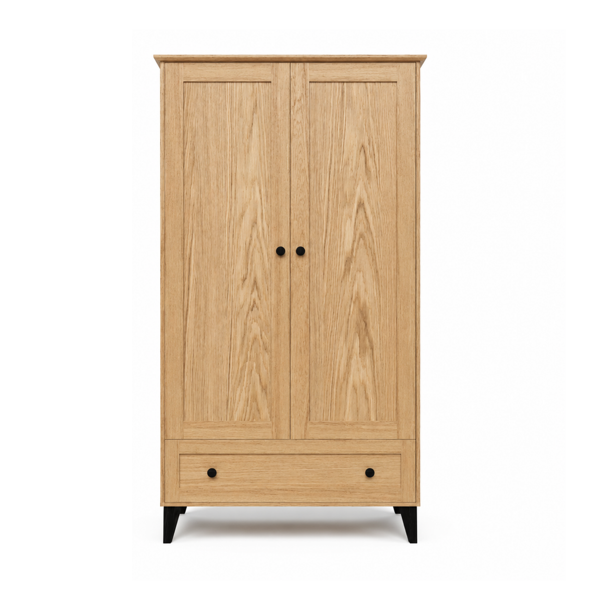 Eg garderobe 2D1S Scandi, naturlig eg / sort