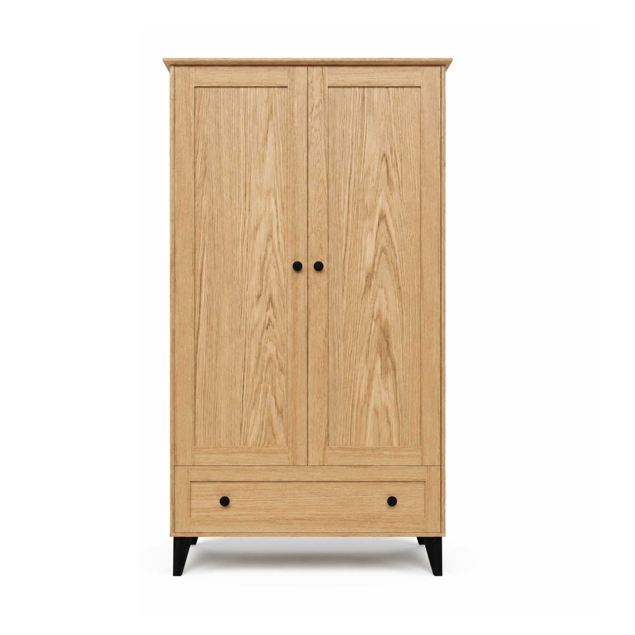 Eg garderobe 2D1S Scandi, naturlig eg / sort